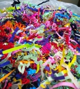 Mixed colours shredded paper